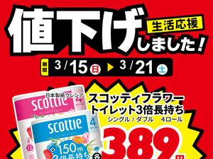 紙製品、値下げしました！のチラシ画像