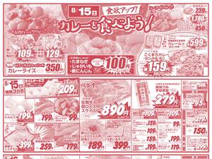 カレー特集＆月曜日わくわくタイムサービスのチラシ画像
