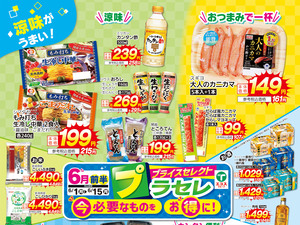 6月前半プラセレ（4店舗版）のチラシ画像